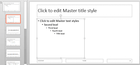 Text Placeholder inserted within the slide layout