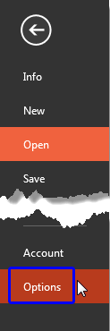 Choose Options within the File menu