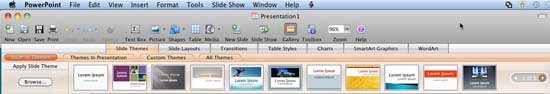Office Themes in PowerPoint 2008