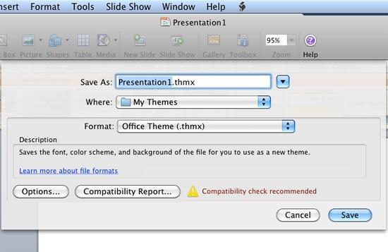 Save Current Theme dialog box Save Current Theme dialog box
