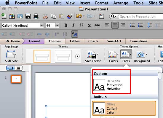 find font themes for powerpoint on mac