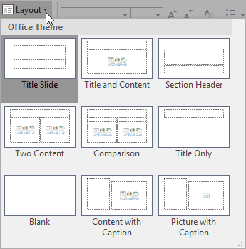 Layout drop-down gallery
