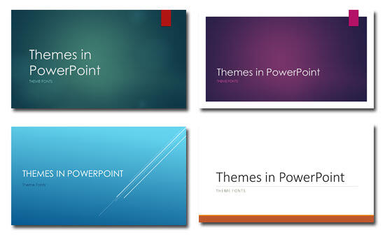 Variations of the same slide with different Themes applied