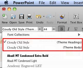 Changed Theme Headings and Theme Body fonts