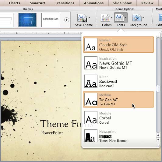 find font themes for powerpoint 16.11.1 on mac