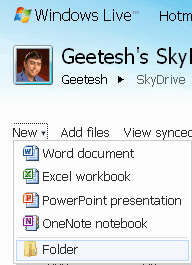 Create a new folder on SkyDrive