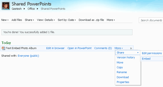 Opt to embed your file Opt to embed your file