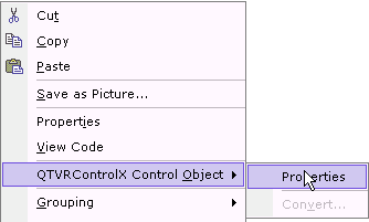 QTVR ControlX Control Object fly-out menu