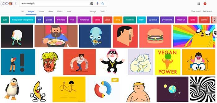 Animated GIFs, searching on Google Images