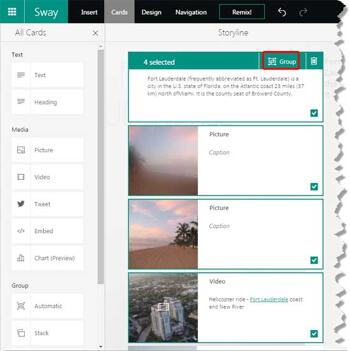 Group Your Cards in Microsoft Sway
