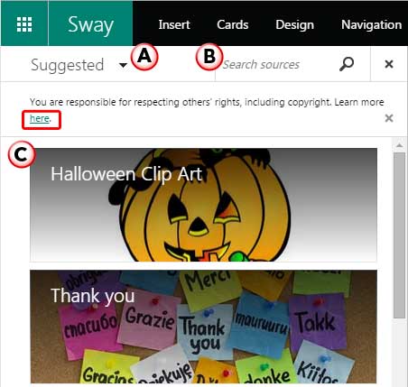 Sway suggestion based on the content