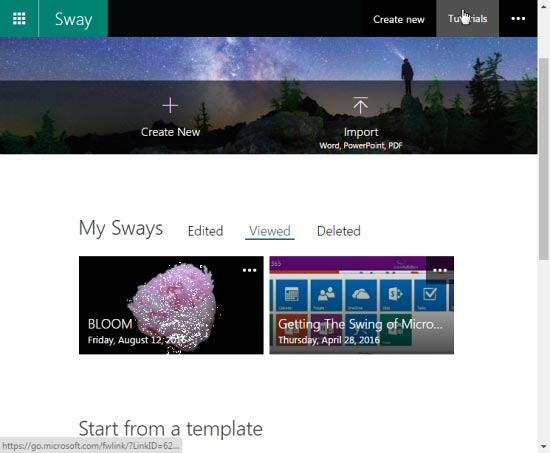 My Sways page with viewed Sways