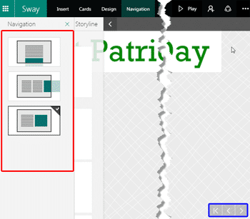 Navigation in Microsoft Sway