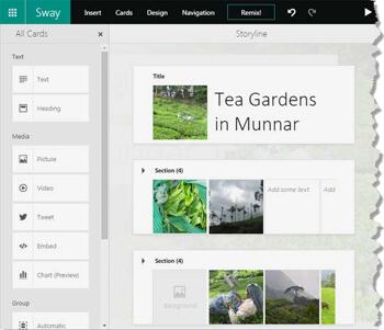 Sections in Microsoft Sway