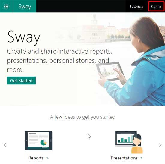 Sign In button within Sway Sign In button within Sway