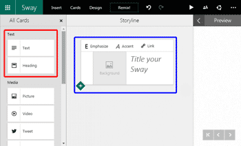 Text Cards in Microsoft Sway