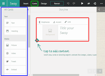 Working with Cards in Microsoft Sway