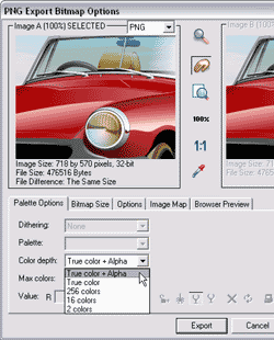 PNG Export Bitmap Options