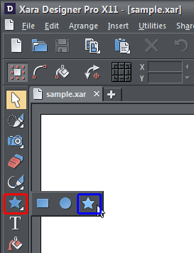 Star shape selected Star shape selected
