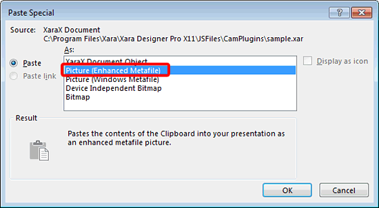 Paste Special dialog box Paste Special dialog box