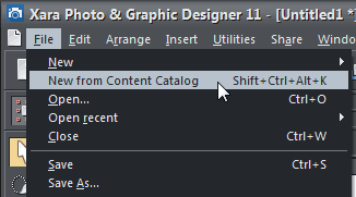 File | New from Content Catalog menu option